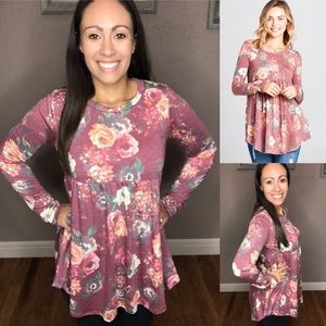 New Mulberry Baby Doll Flaring Long Sleeve Top